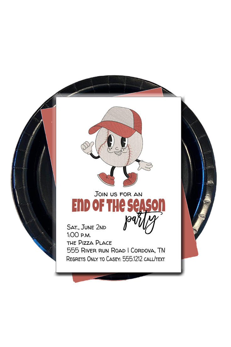 Baseball End of Season Party Invitation