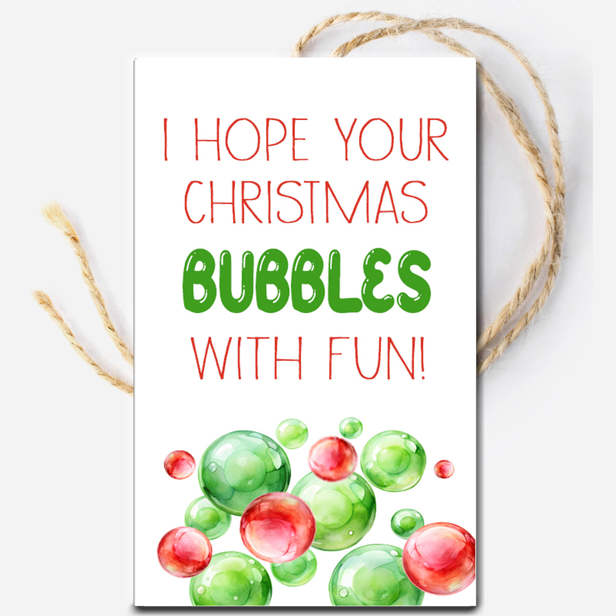 Christmas Bubbles Instant Download Tag