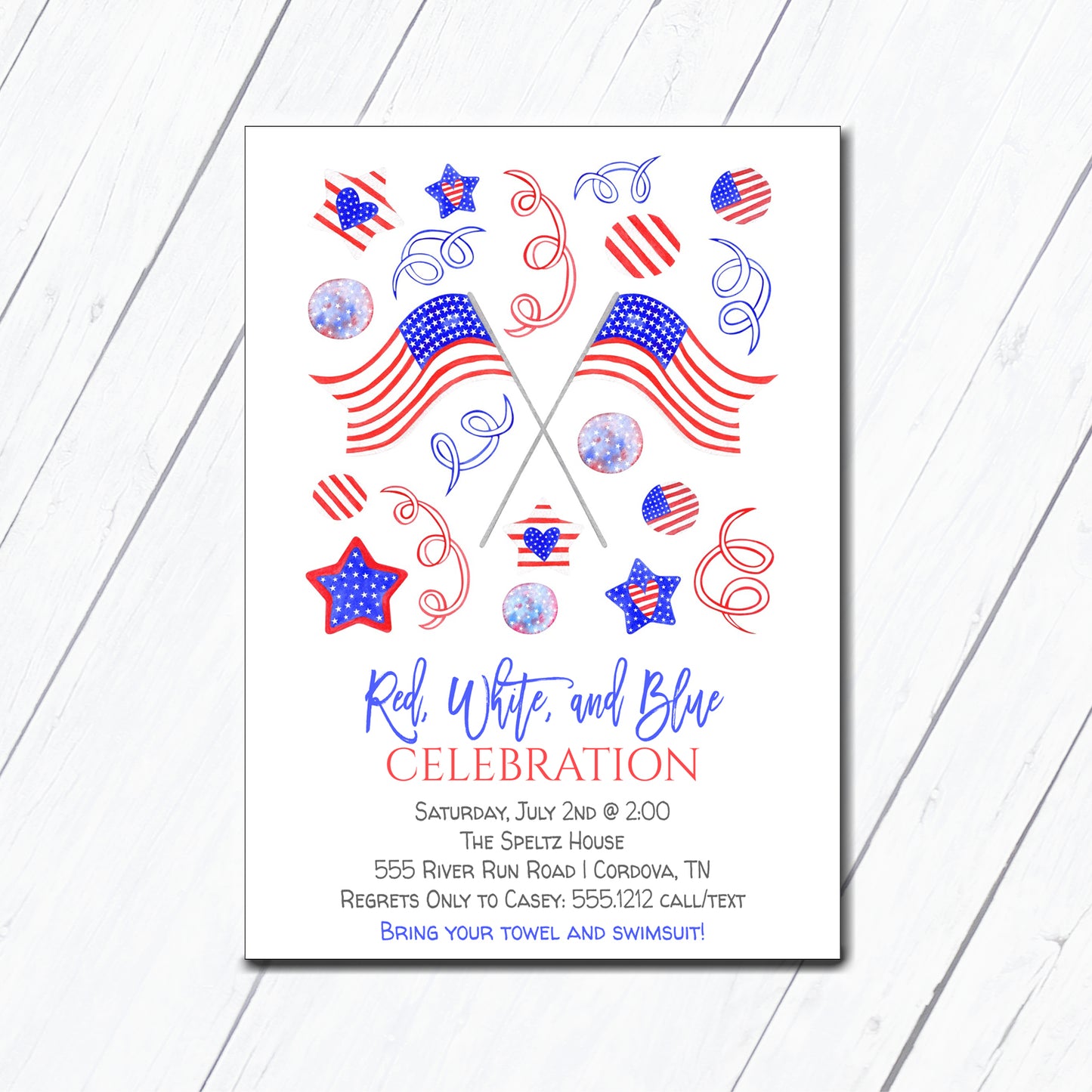 July 4th Flag Invitation