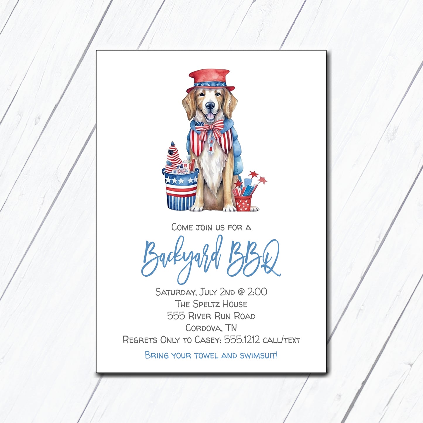 Patriotic Dog Invitation