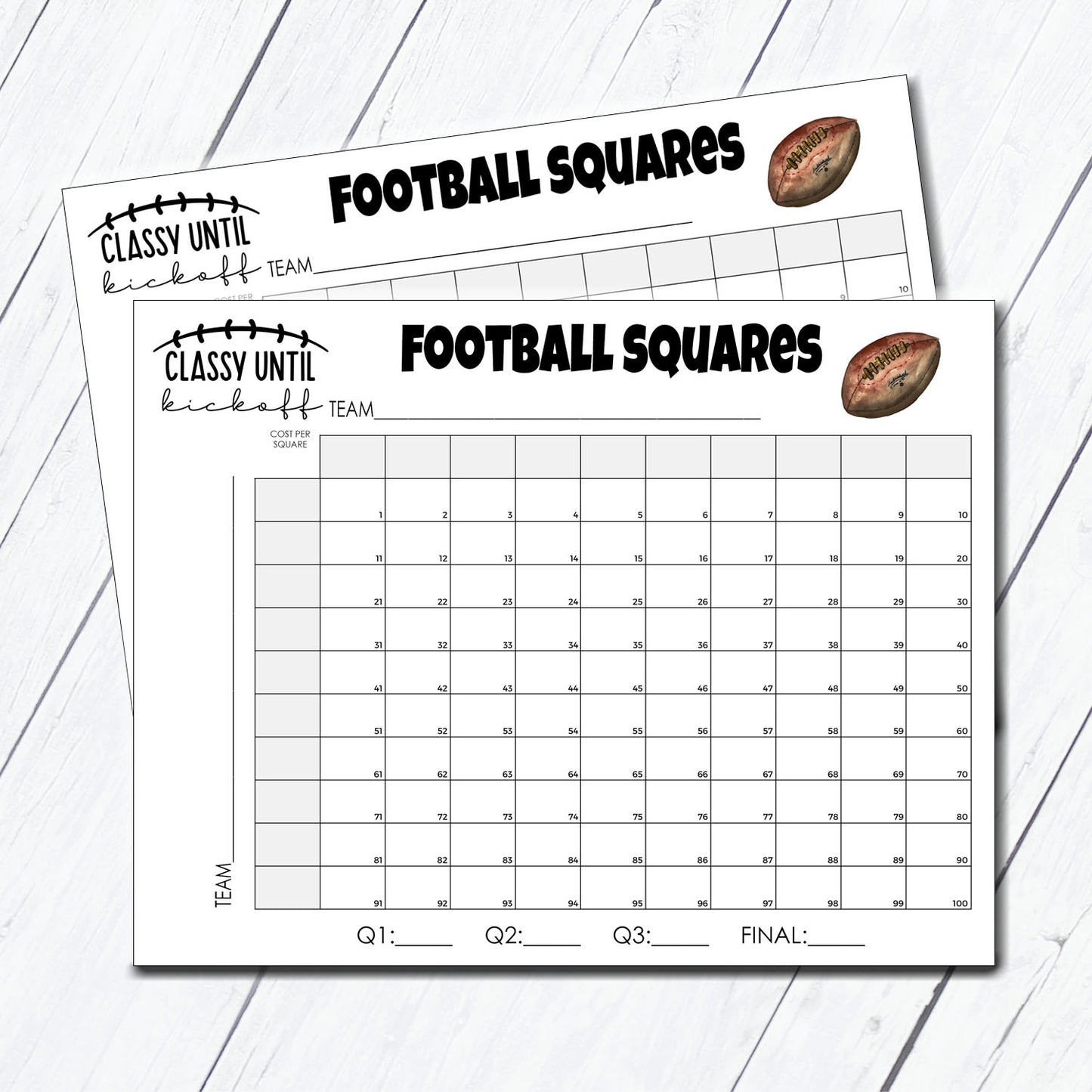 Football Squares Instant Download