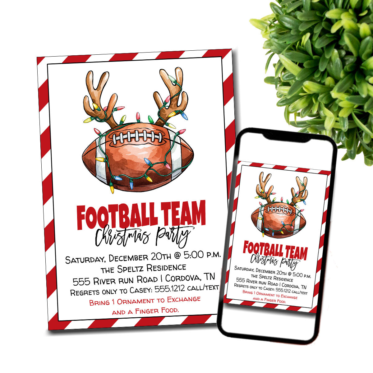 Football Team Christmas Party Invitation