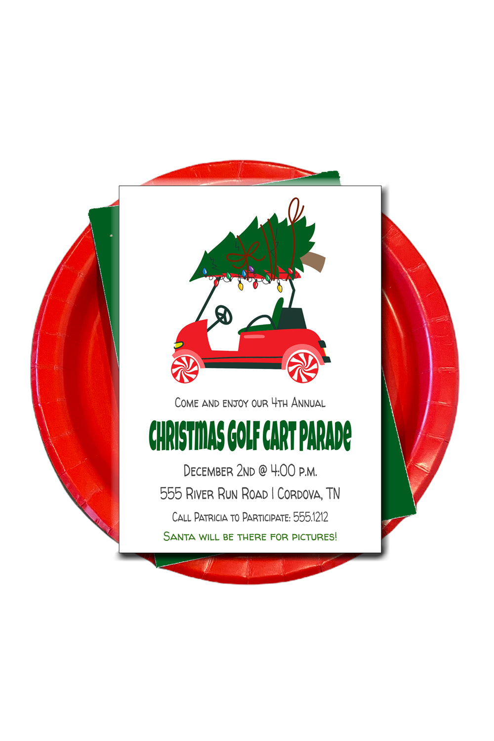 Christmas Golf Cart Invitation