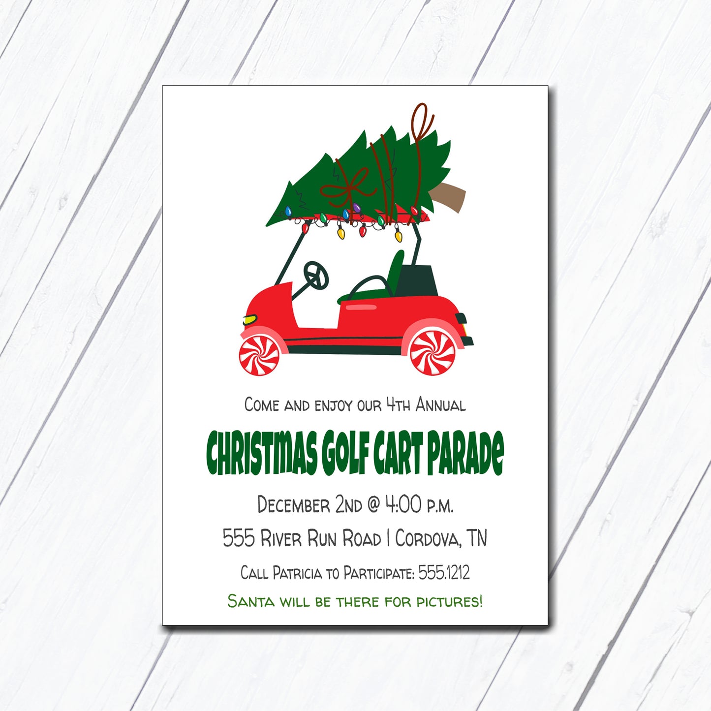 Christmas Golf Cart Invitation