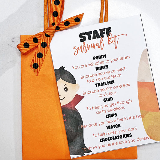 Halloween Staff Survival Kit Instant Download Tag