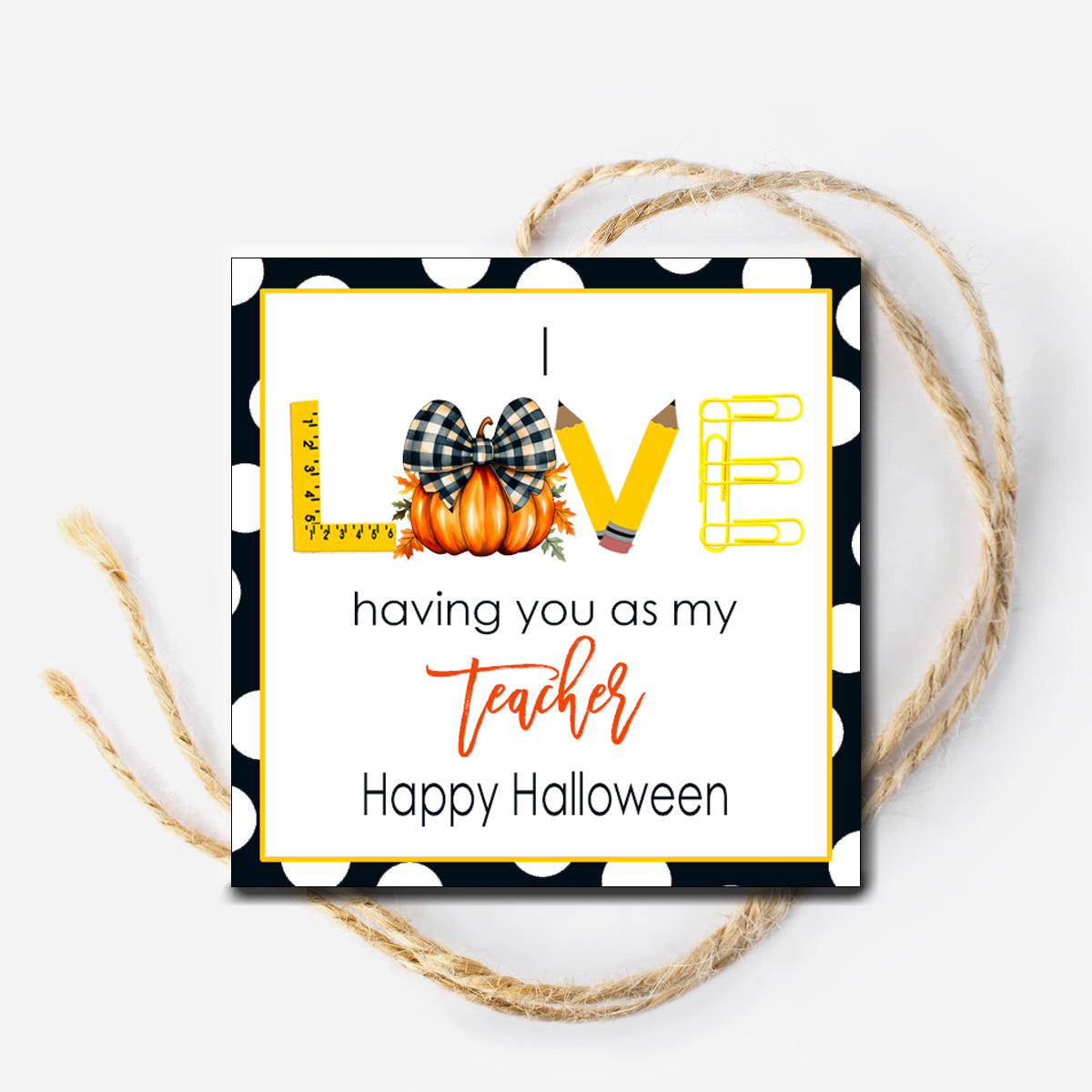 Teacher Love Halloween Instant Download Tag