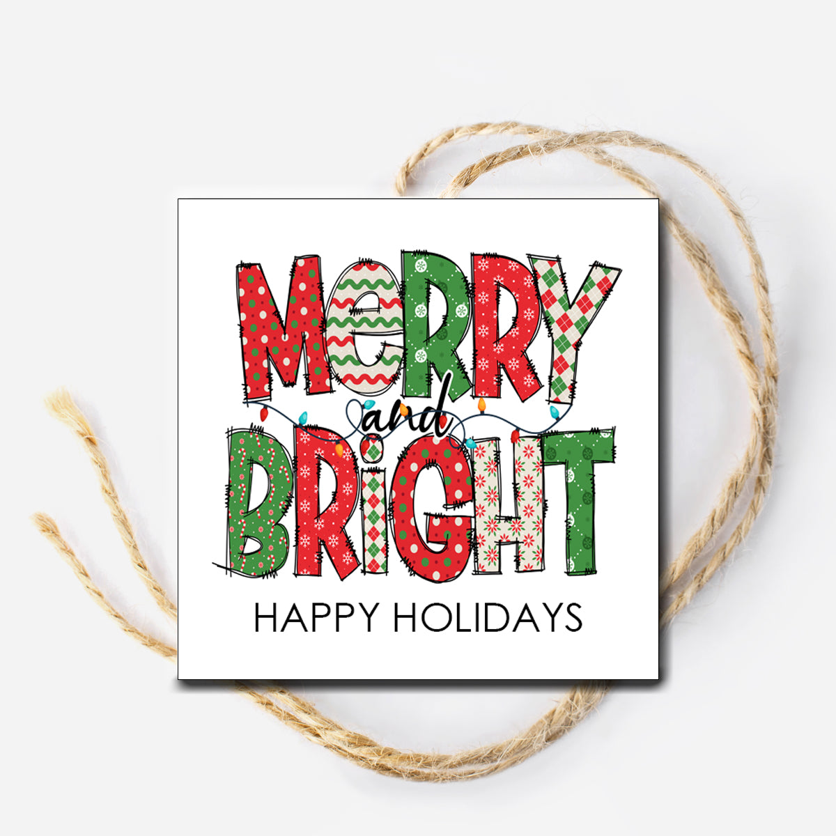 Merry and Bright Instant Download Tag