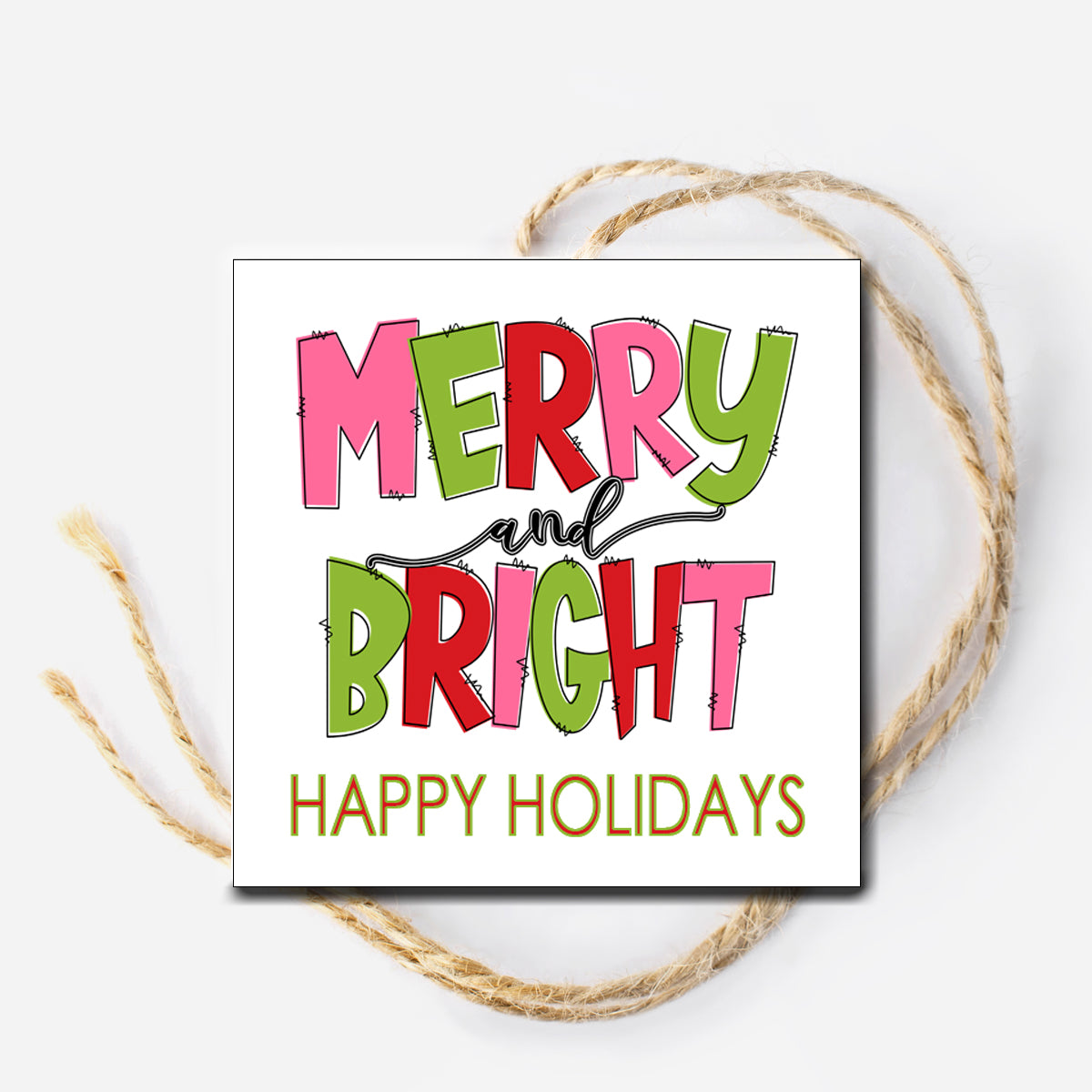 Merry and Bright Pastel Instant Download Tag