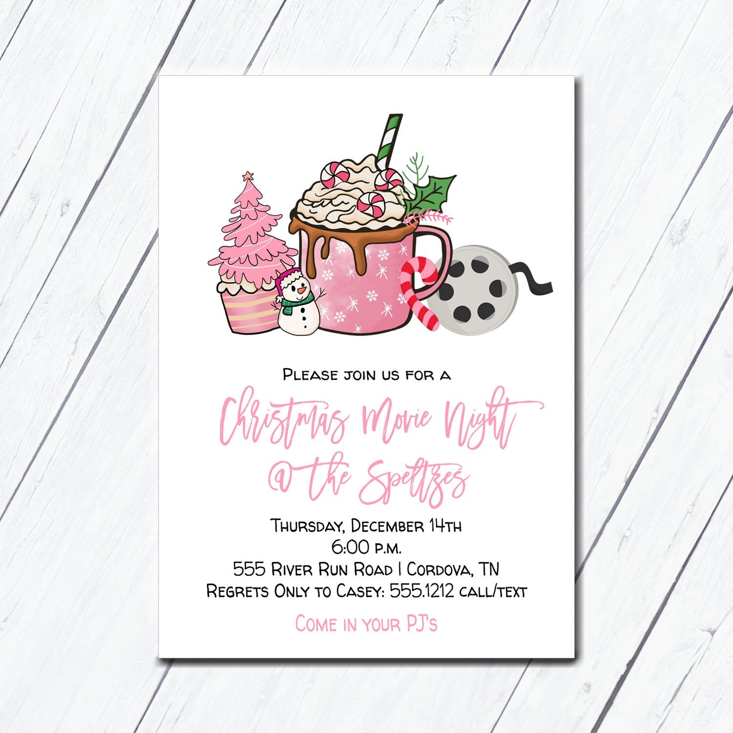 Christmas Cocoa and Movie Night Invitation