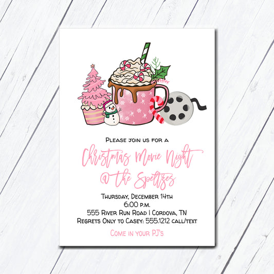 Christmas Cocoa and Movie Night Invitation
