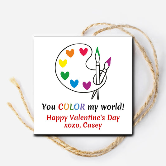 You Color My World Valentine Tag