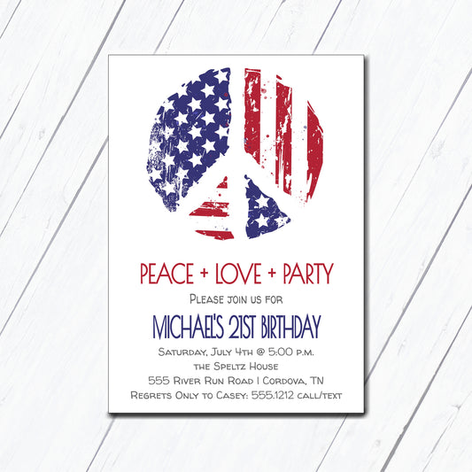 Peace Love Party Invitation