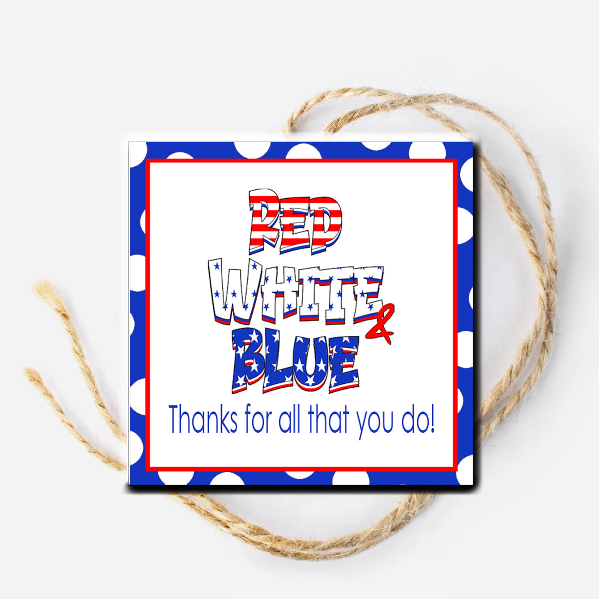 Red White and Blue Instant Download Tag