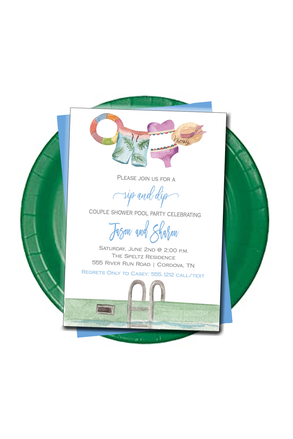 Sip and Dip Bridal Shower Invitation