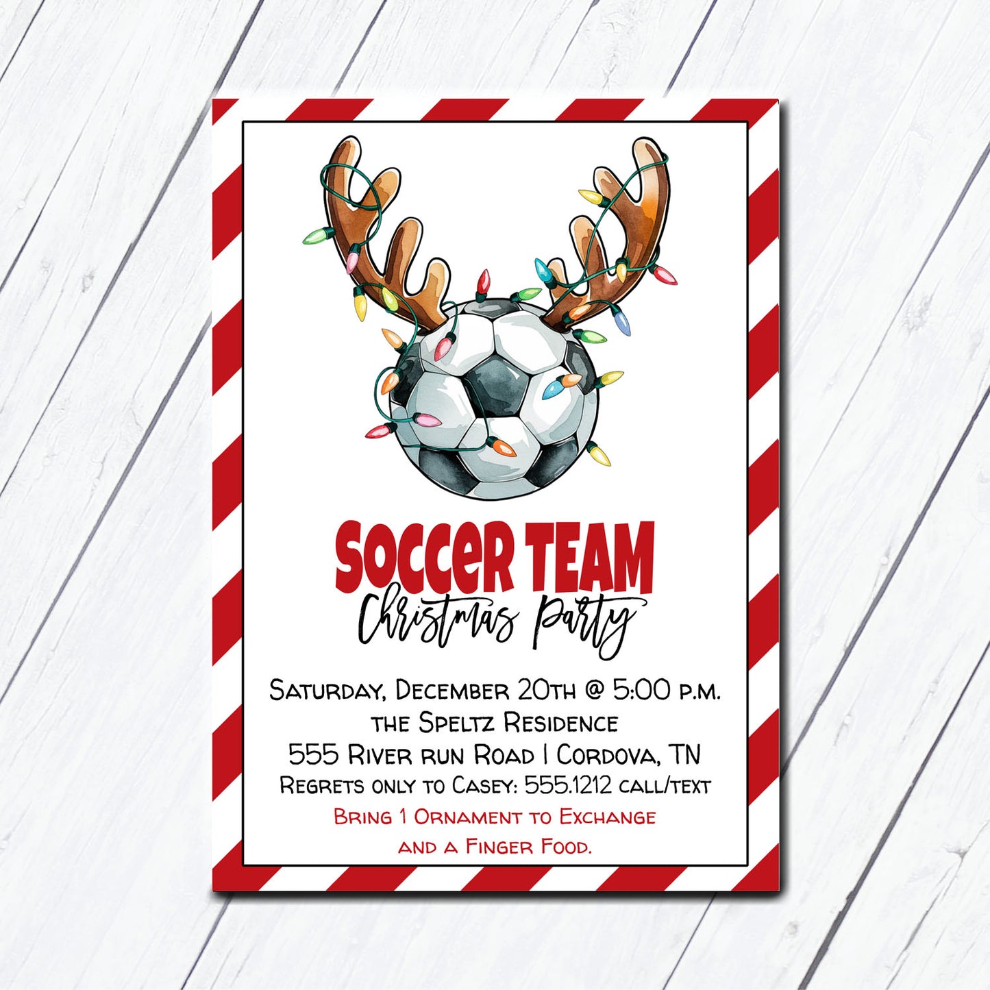 Soccer Team Christmas Party Invitation