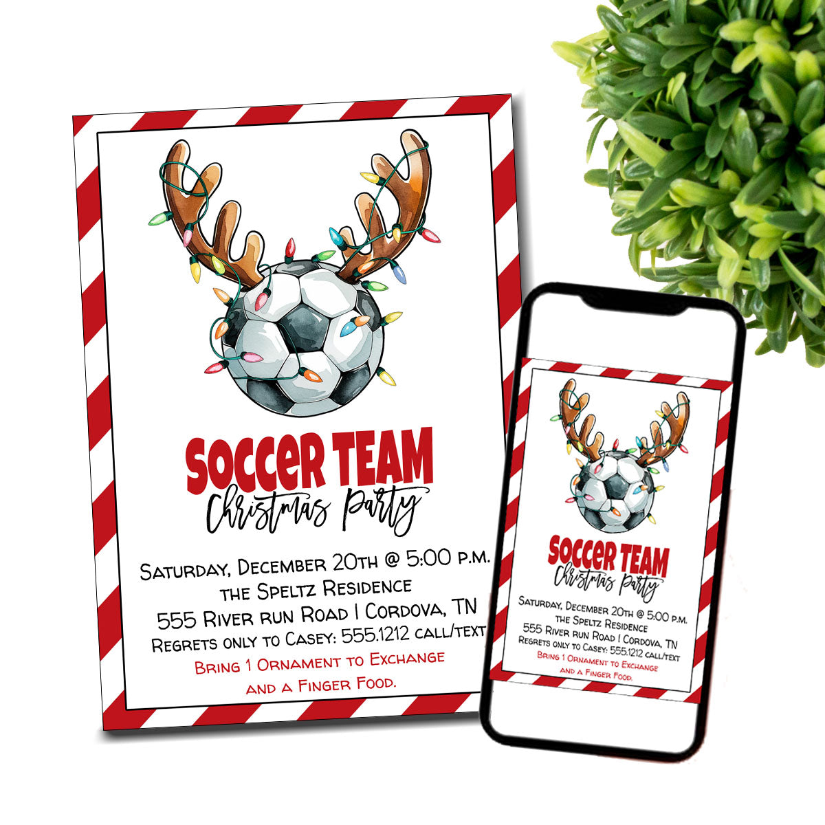 Soccer Team Christmas Party Invitation