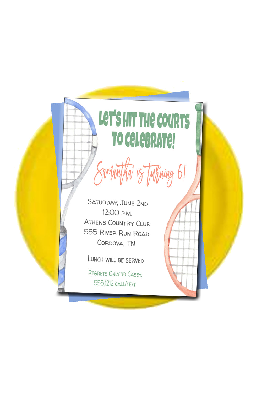 Tennis Racket Birthday Invitation