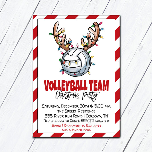 Volleyball Team Christmas Party Invitation