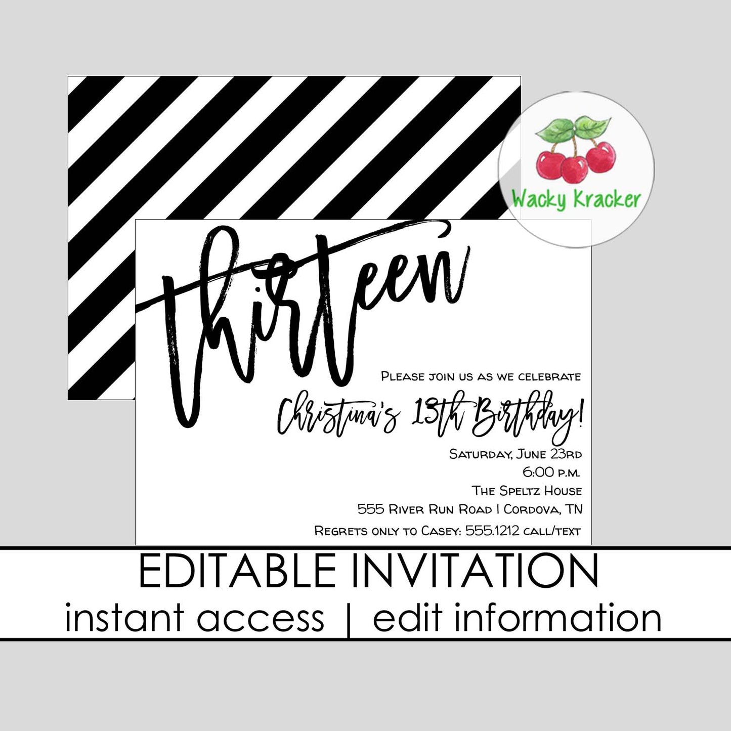 Thirteen Birthday Invitation