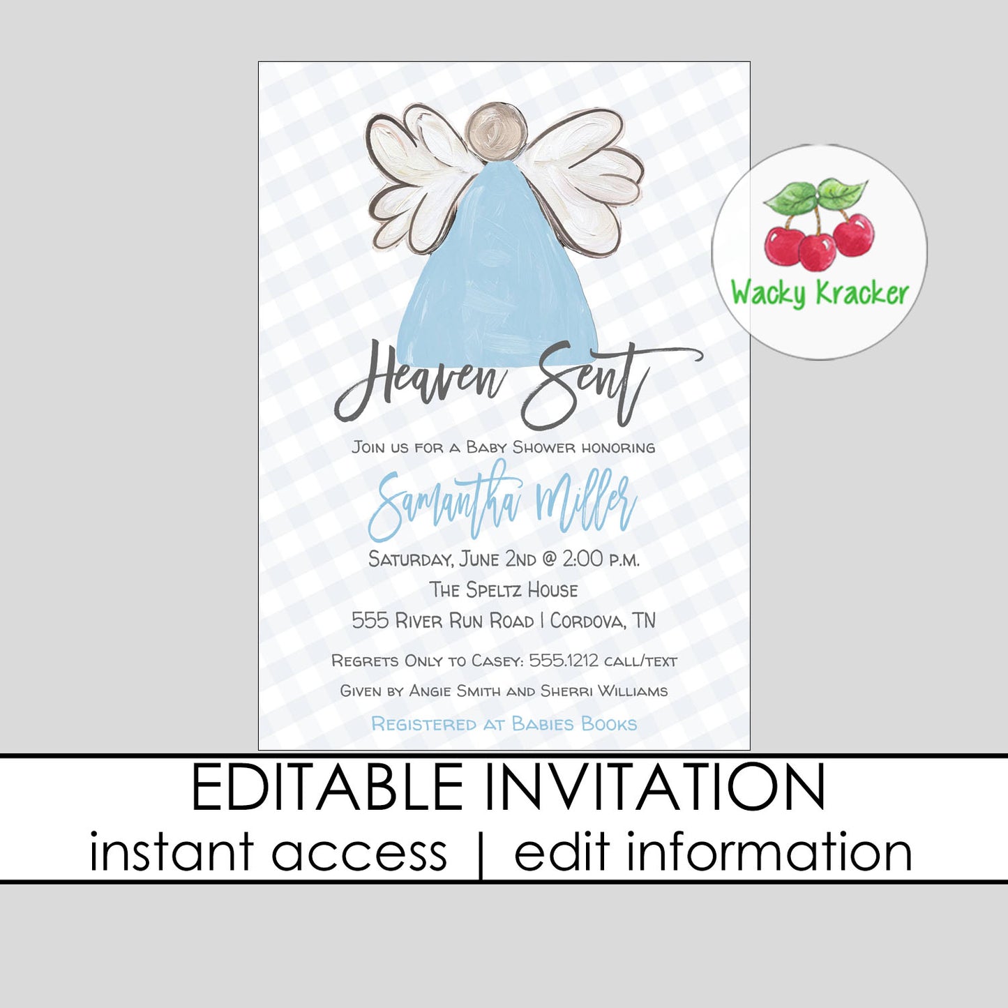 Angel Boy Baby Shower Invitation