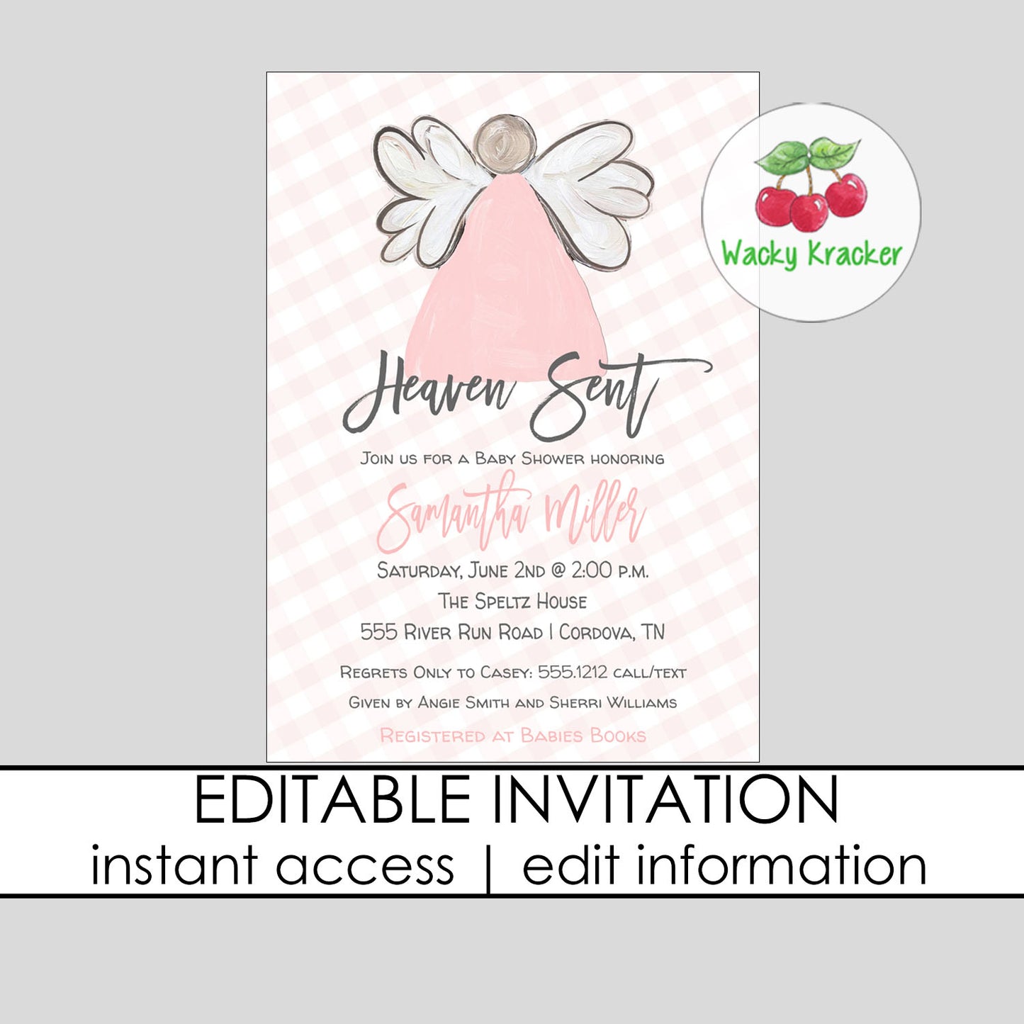 Angel Girl Baby Shower Invitation