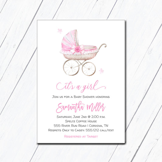 Baby Carriage Shower Invitation