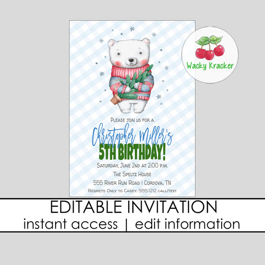 Polar Bear Christmas Invitation
