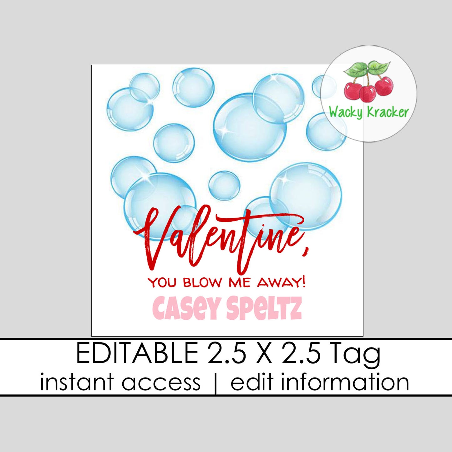 Bubbles Valentine Tag