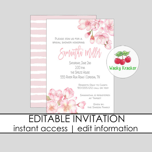 Cherry Blossom Bridal Shower Invitation