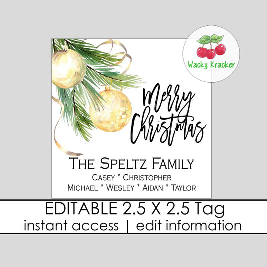 Christmas Tree Gold Gift Tag