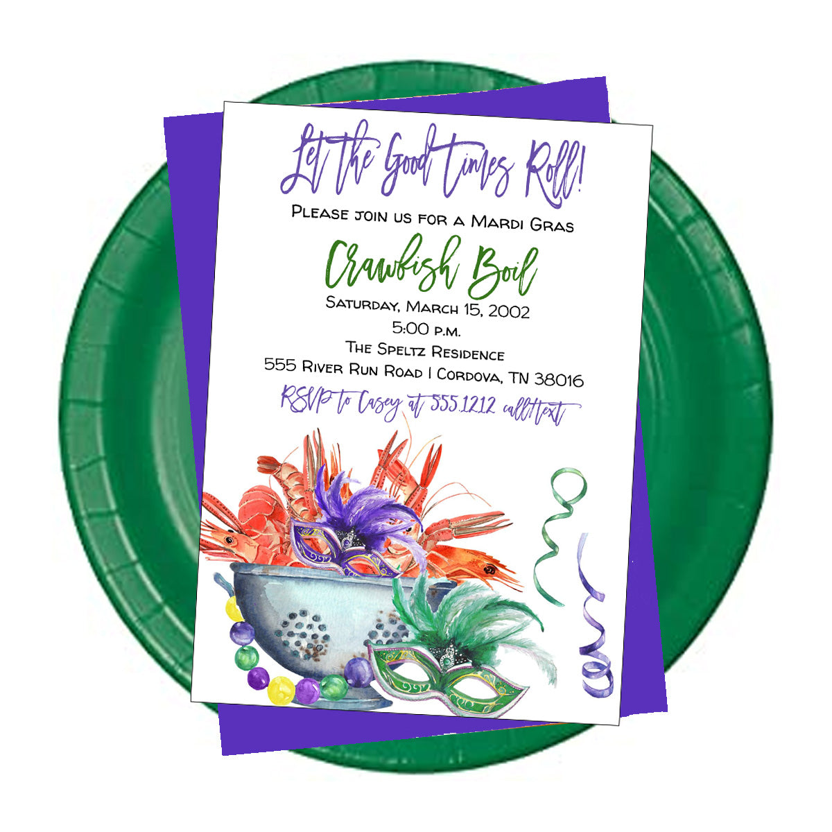 Mardi Gras Crawfish Boil Invitation