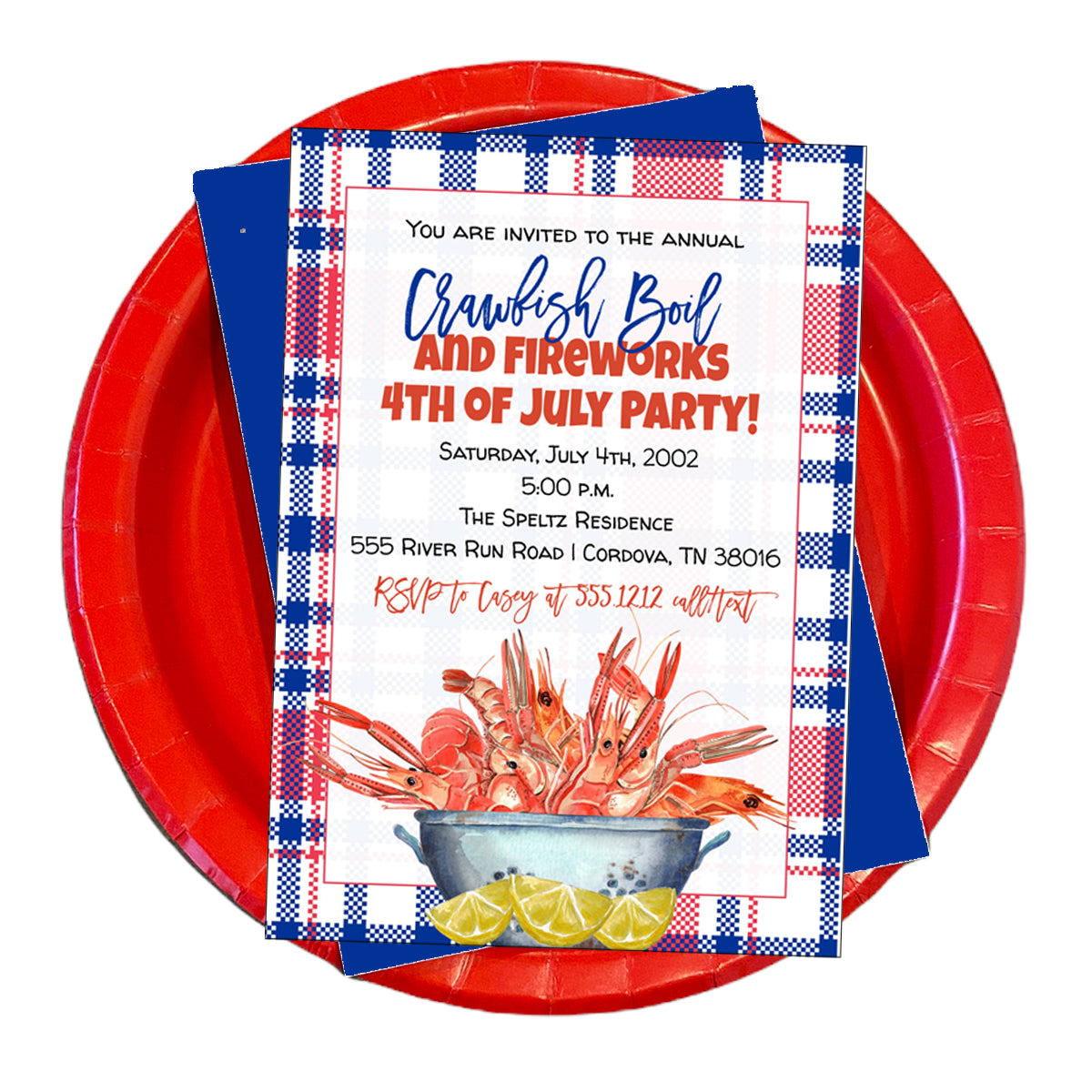 July 4th Crawfish Boil Invitation