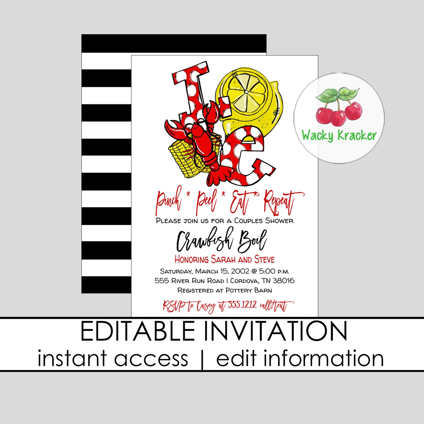 Crawfish Bridal Shower Invitation