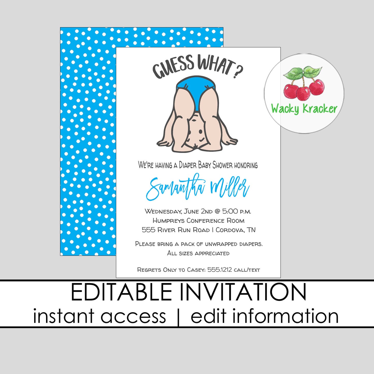 Diaper Boy Baby Shower Invitation