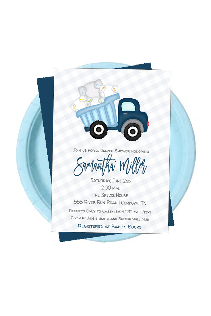Diaper Truck Baby Shower Invitation