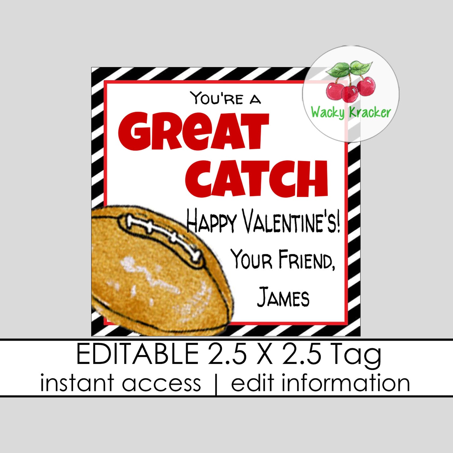 Football Valentine Tag