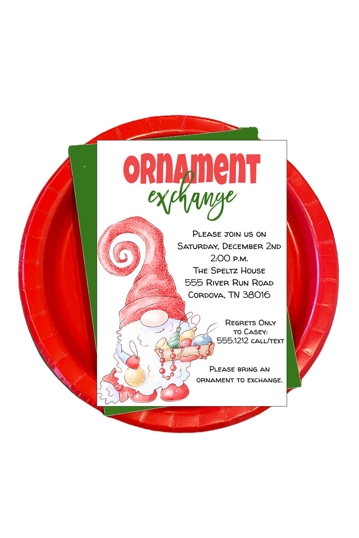 Gnome Ornament Exchange Invitation