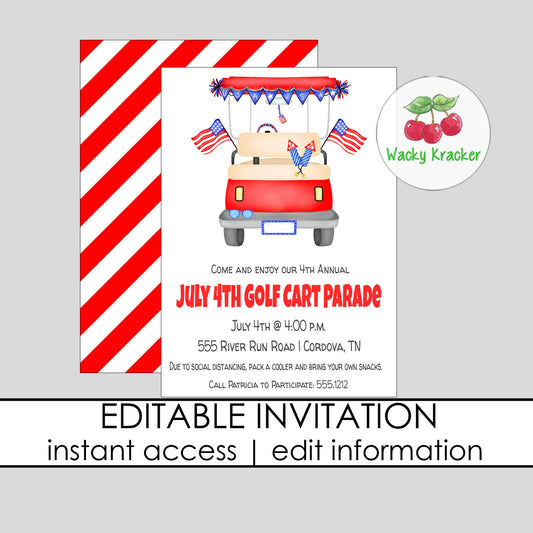 Golf Cart Parade Invitation