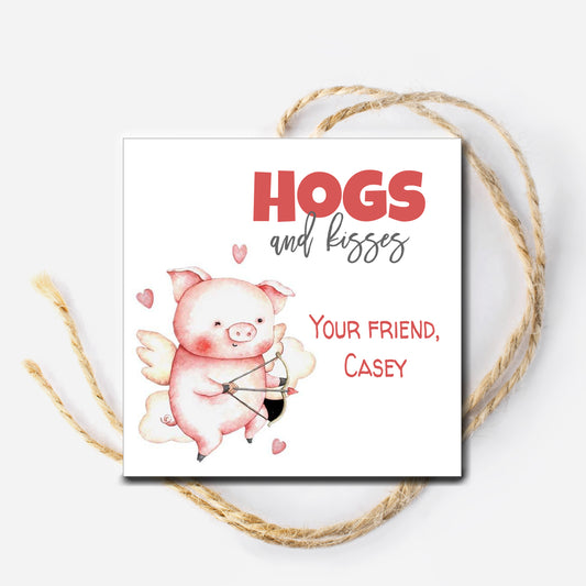 Hogs and Kisses Valentine Tag
