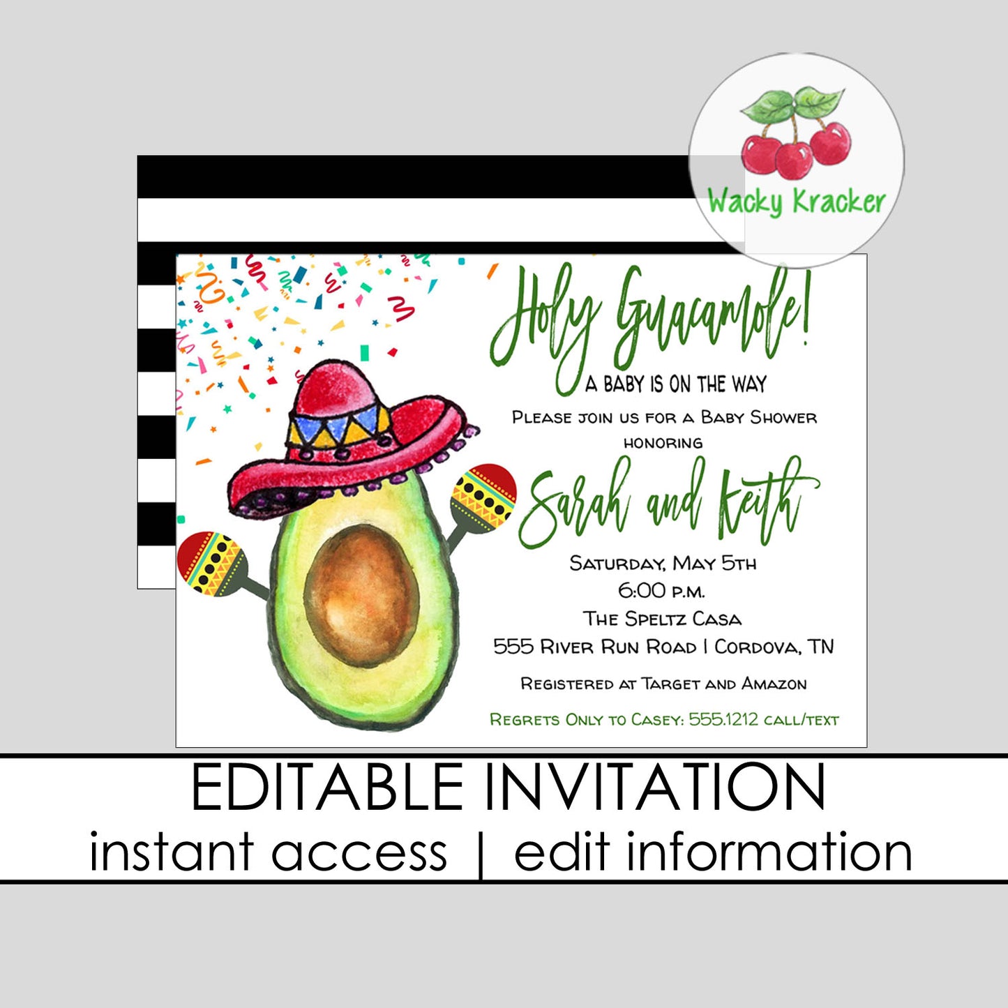 Holy Guacamole Baby Shower Invitation
