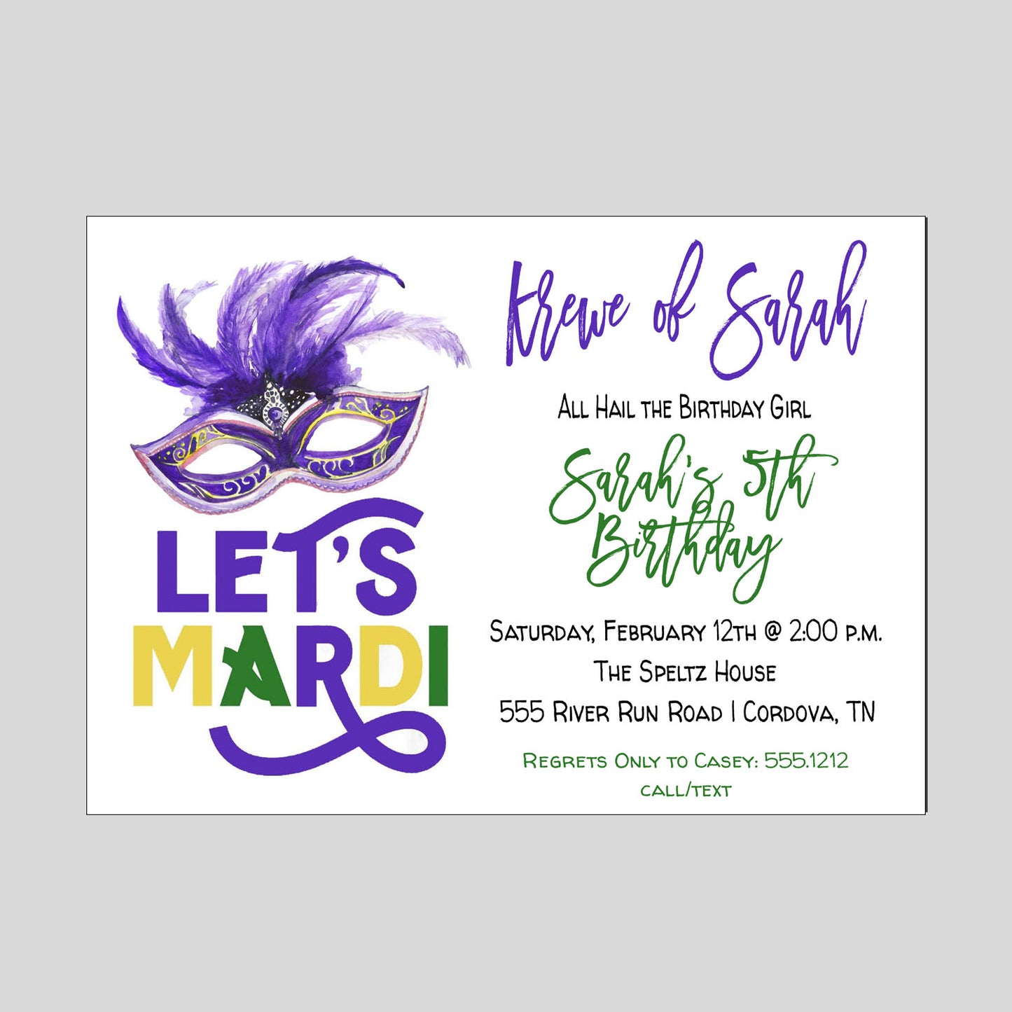 Let's Mardi Invitation