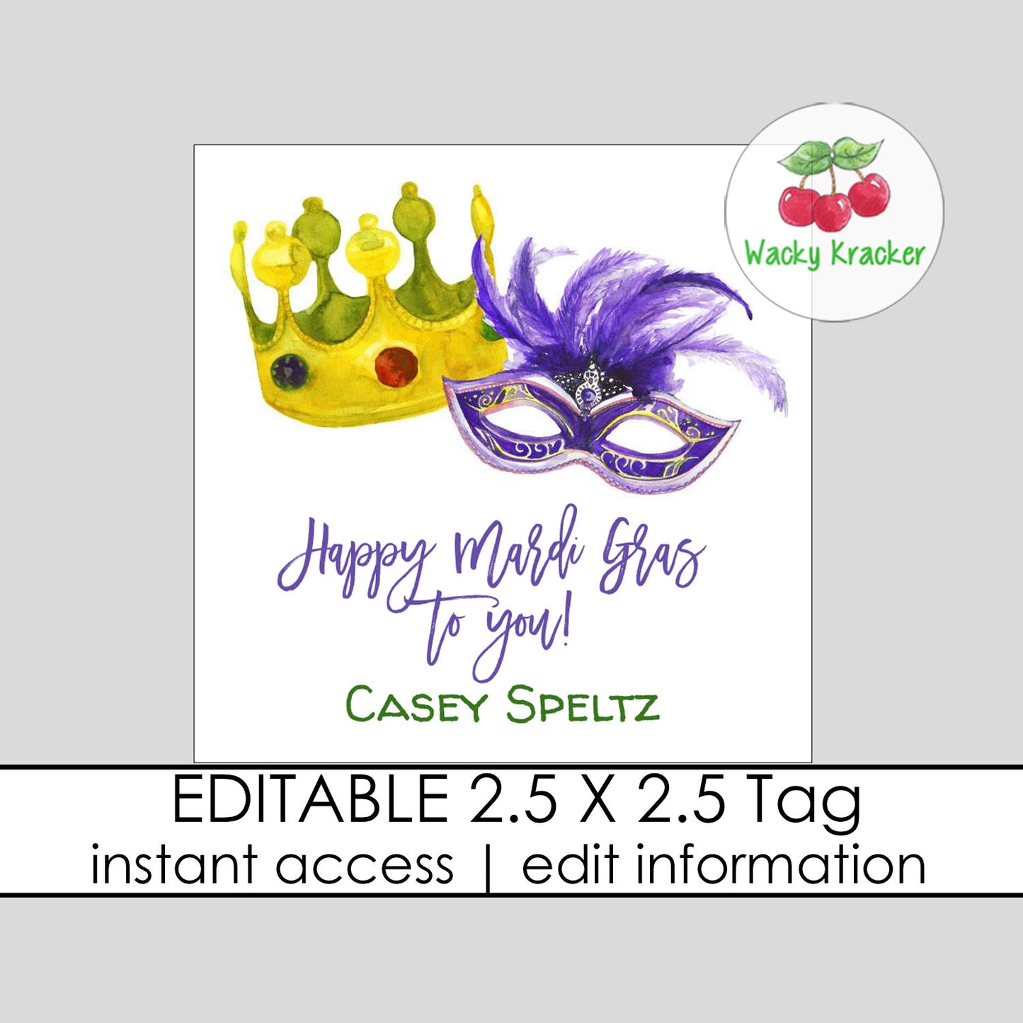 Happy Mardi Gras Gift Tag