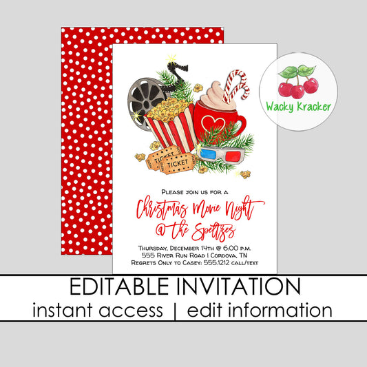 Christmas Movie Night Invitation