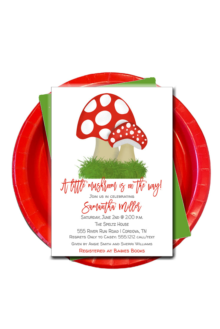 Mushroom Baby Shower Invitation