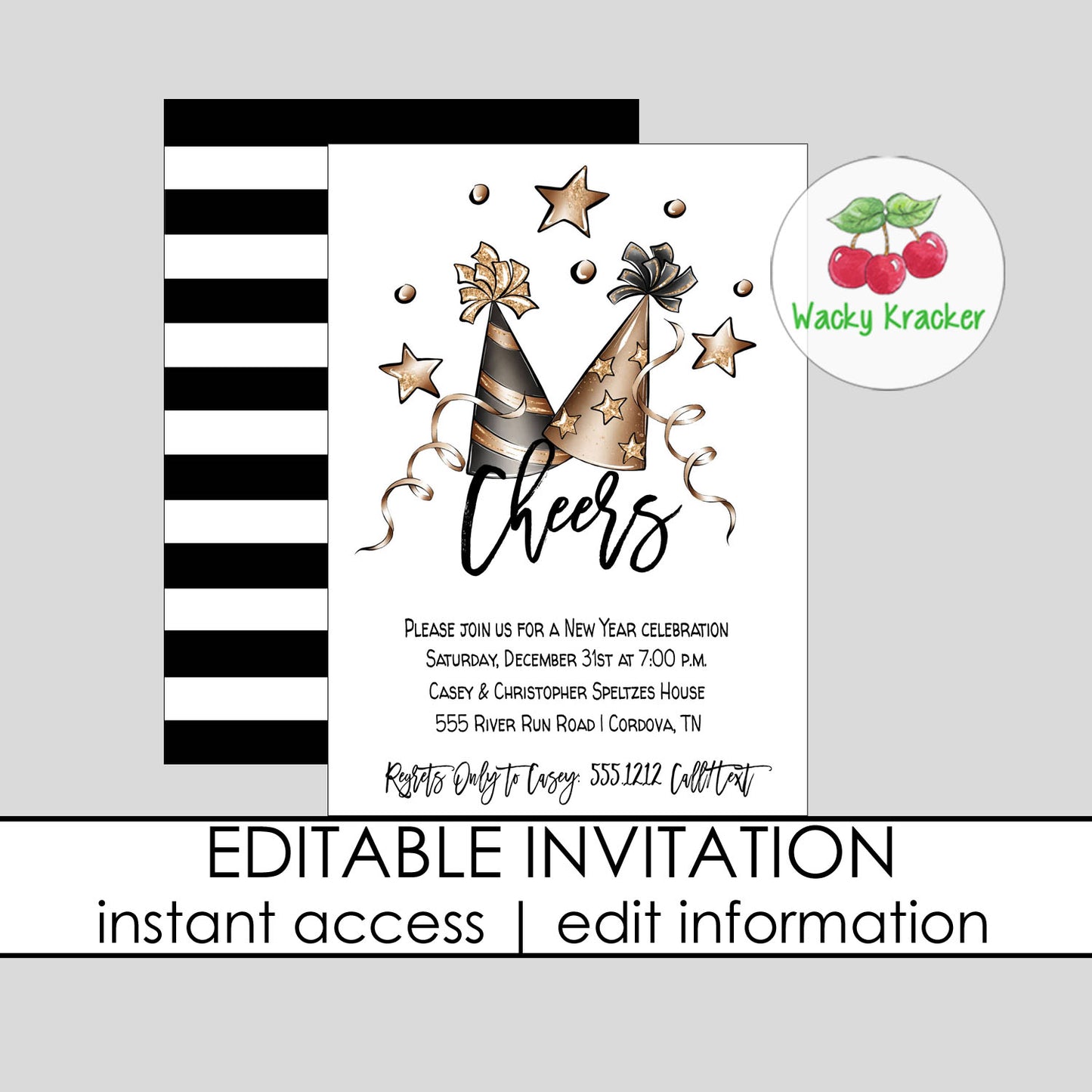 New Year's Party Hat Invitation