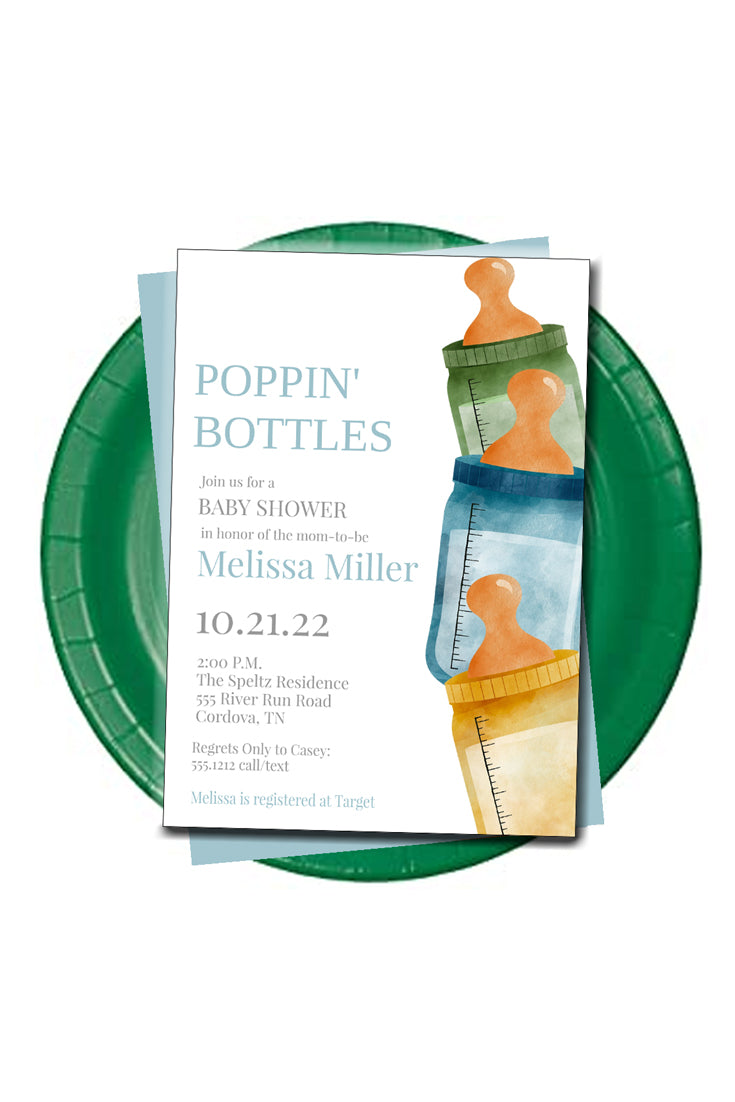 Baby Boy Bottle Shower Invitation