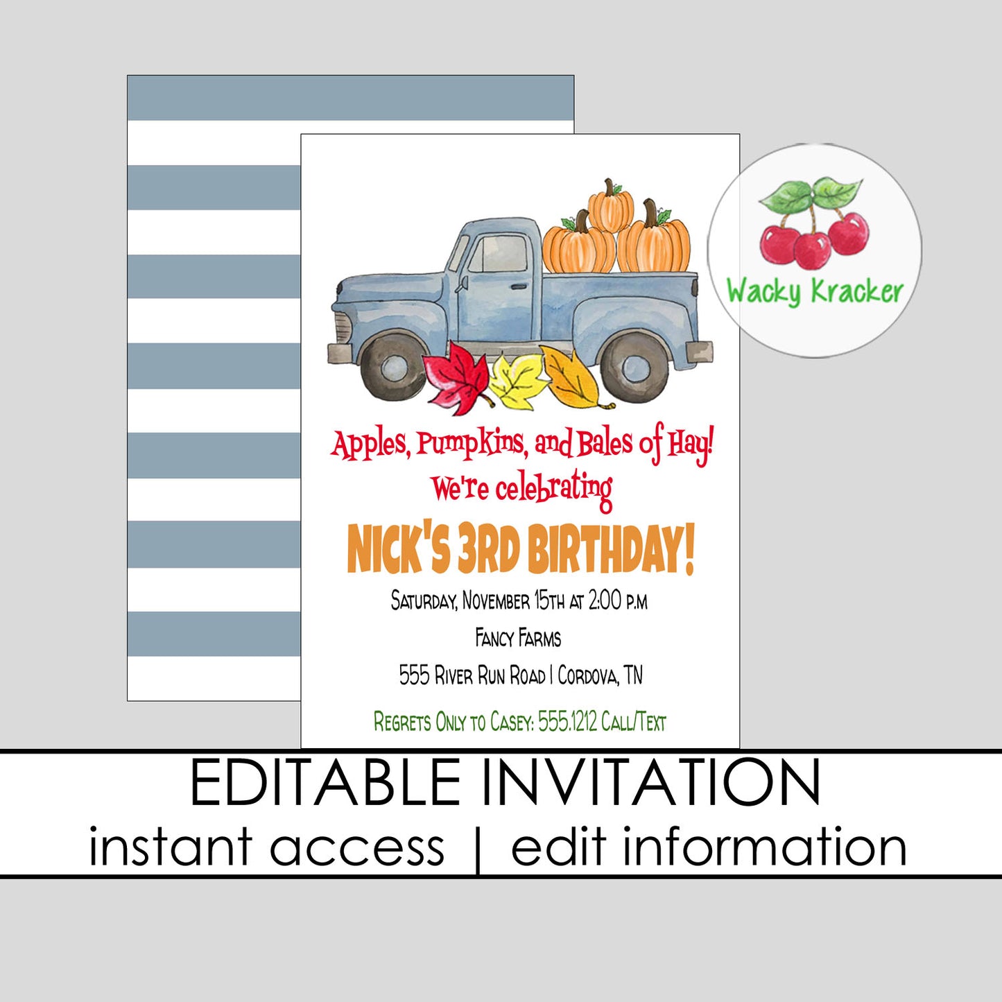 Pumpkin Truck Invitation