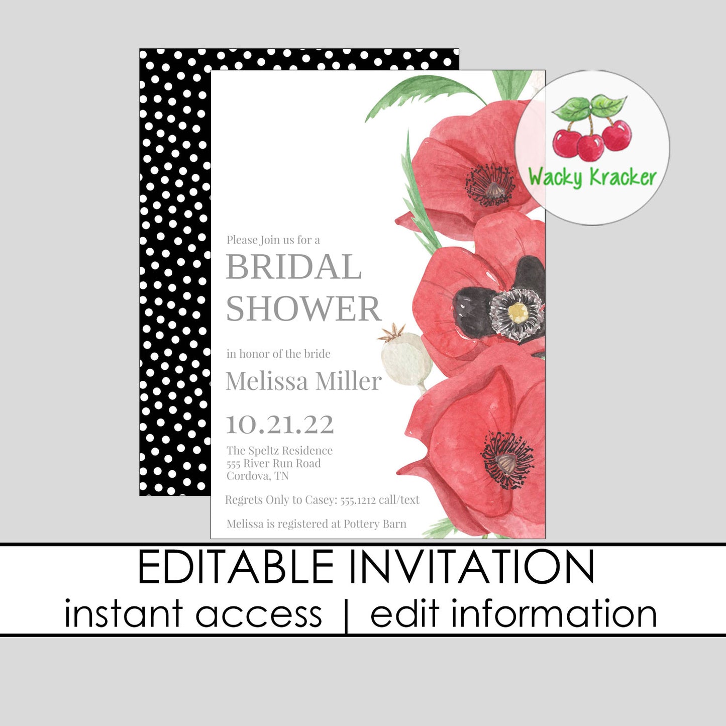 Poppies Bridal Shower Invitation