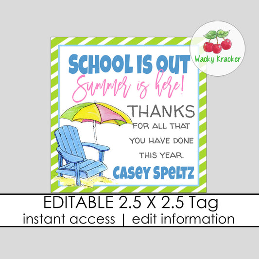 School is Out Gift Tag