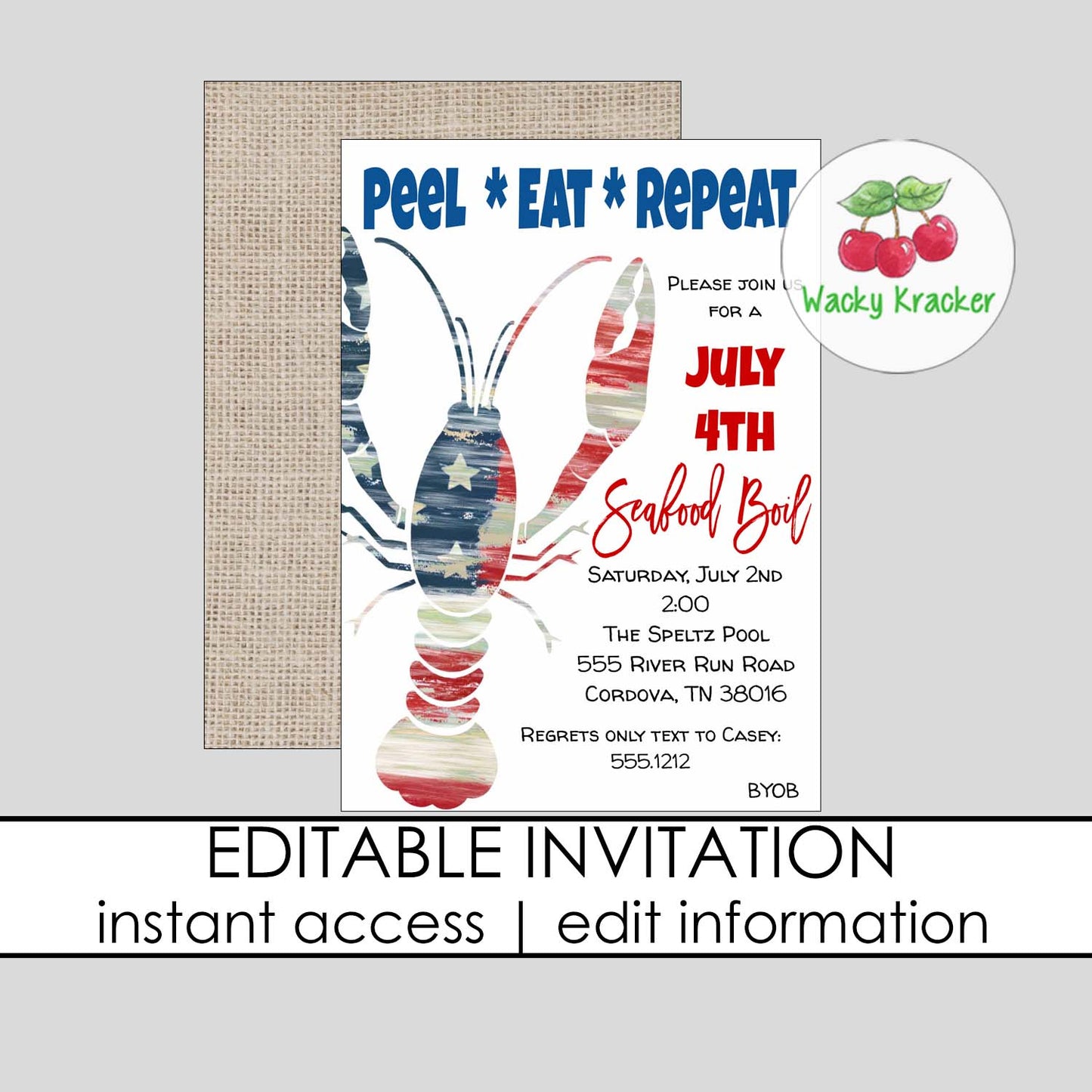July 4th Seafood Boil Invitation